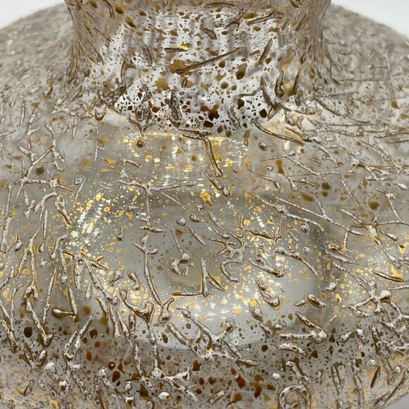 Vintage West Virginia Glass Gold Brocade Golden Jewel Spatter Flower Vase 5" H - Picture 3 of 4